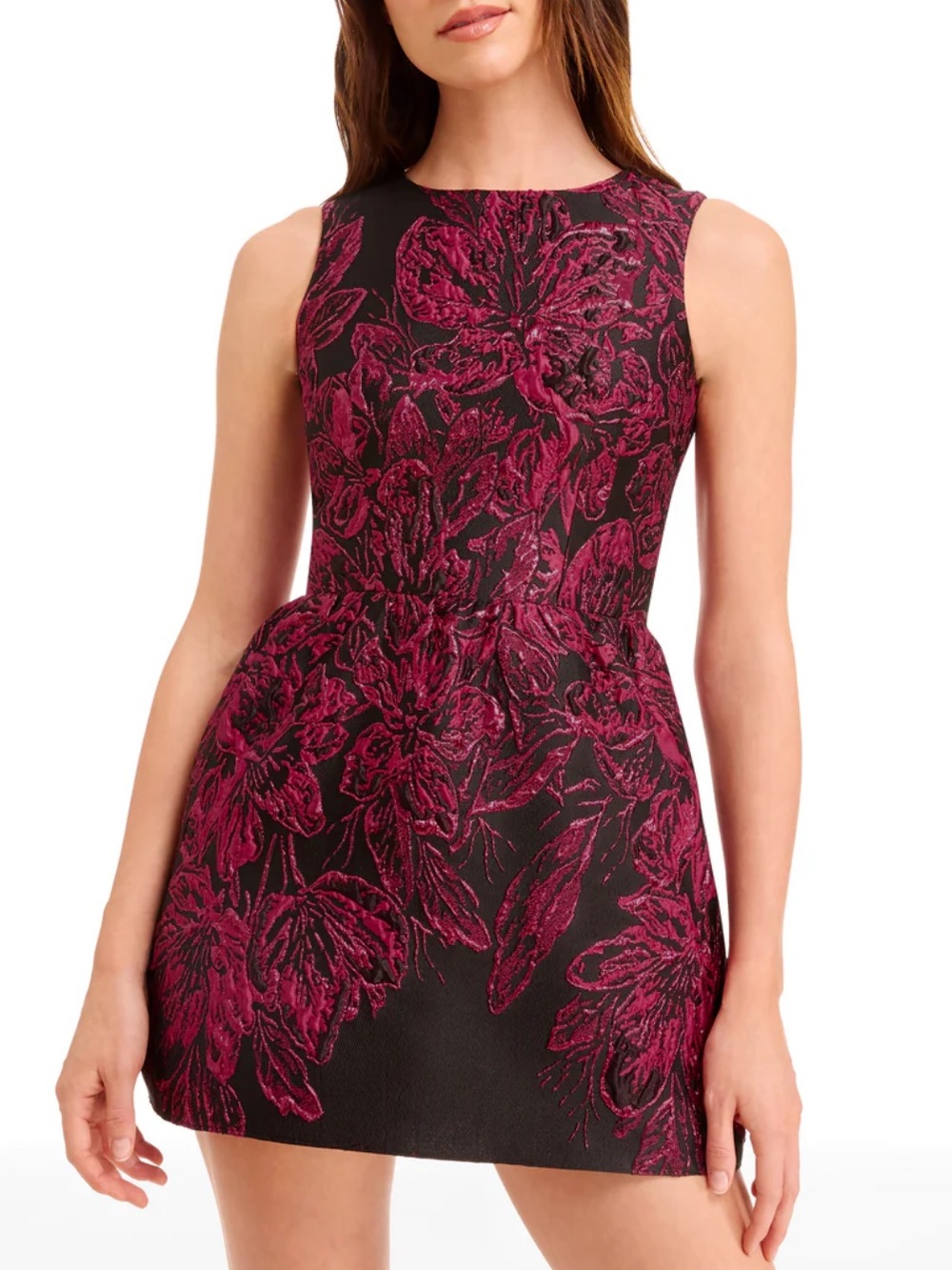 DRESS THE POPULATION Jackie Fuchsia Multi Jacquard Cocktail Mini Dress, NWT